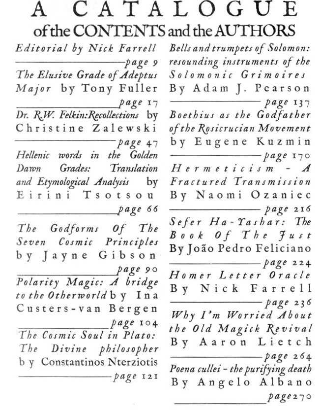 hermetic tablet 2018 table of contents